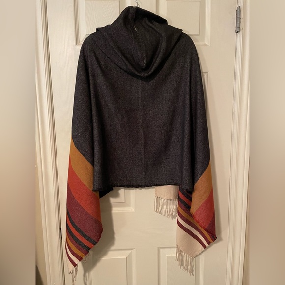Garage Charcoal Striped Shawl with Hood - Picture 2 of 7